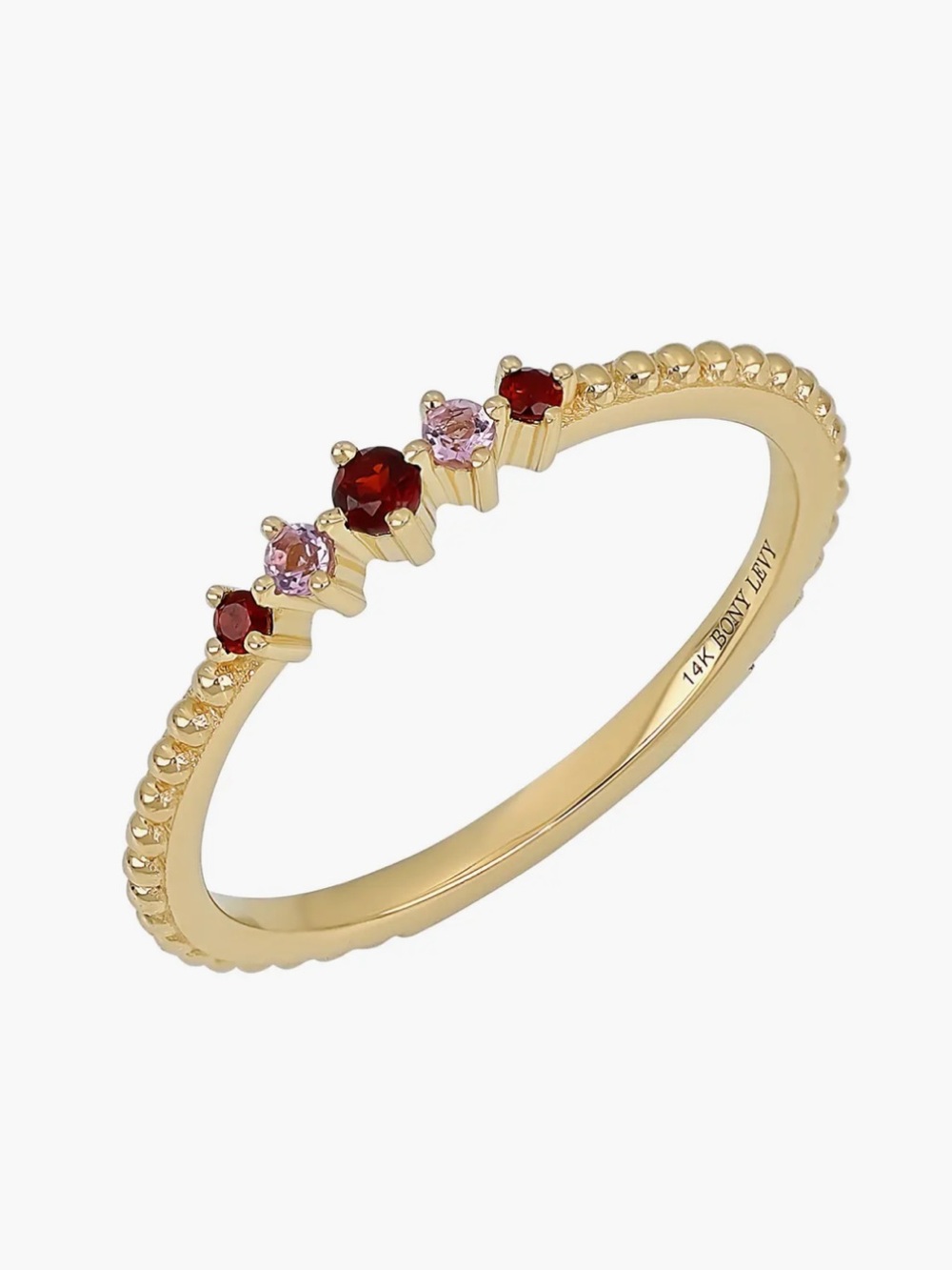 Bony Levy 14K Gold Garnet and Amethyst Stacking Ring